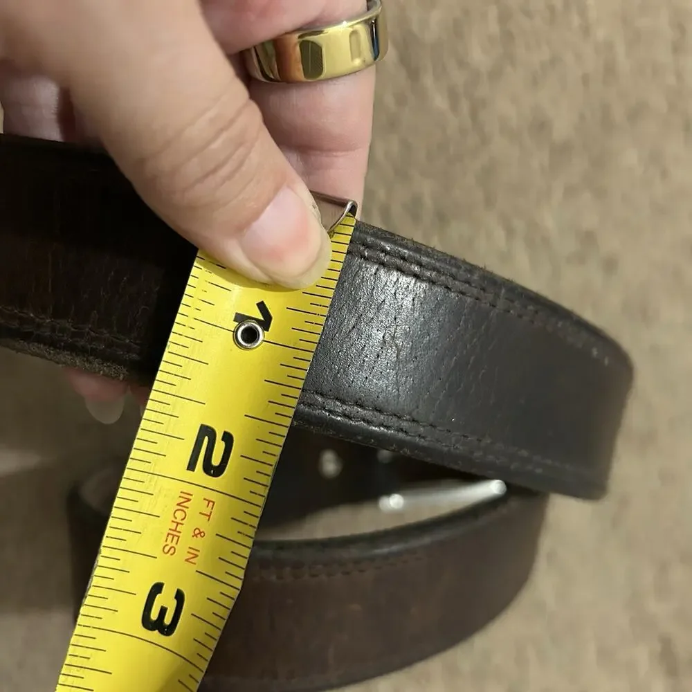 Hanks Belts Mens Size 38 Bison Leather Belt Brown Made in USA